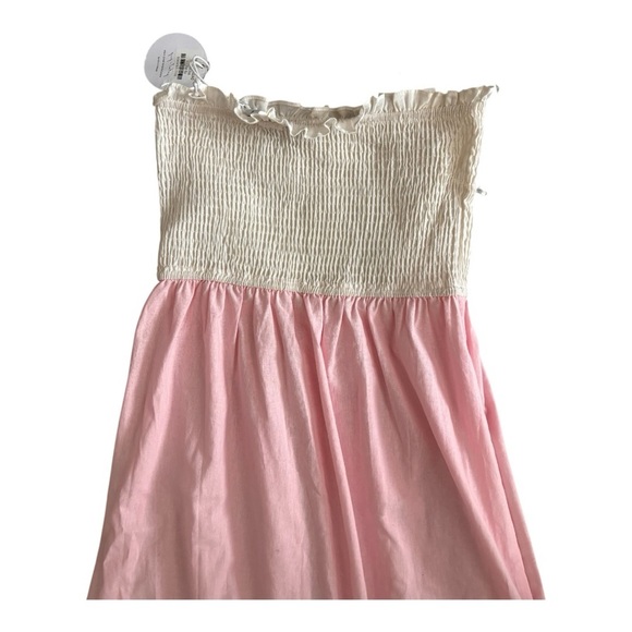 Casual dress Petal & Pup Shia Pink White Orange Color-block Strapless Midi
Dress - Picture 3 of 3